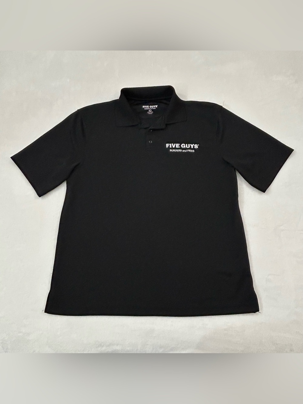 Five Guys Burgers and Fries Employee Work Golf Uniform Black Polo Shirt Men’s L